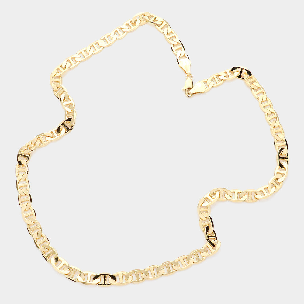 Gold-Plated Mariner Link Chain Necklace – 24” Bold Statement (8mm)