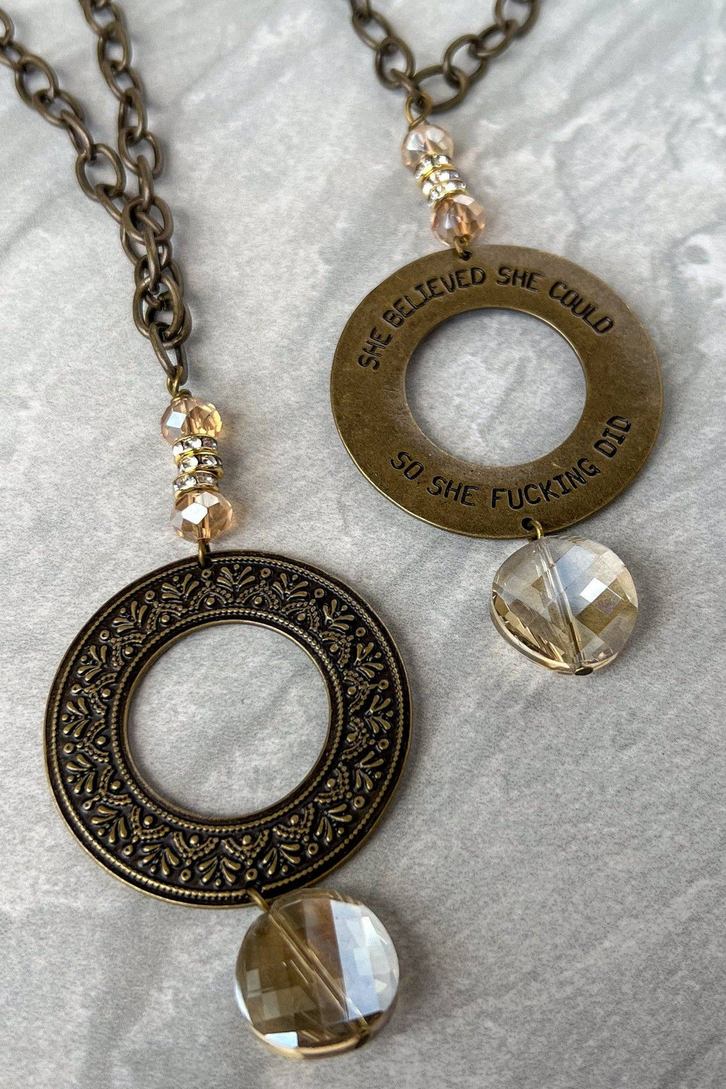 She Believed Necklace in Crystal