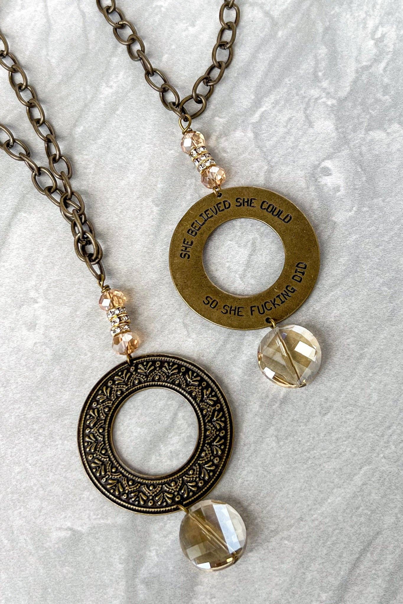 She Believed Necklace in Crystal