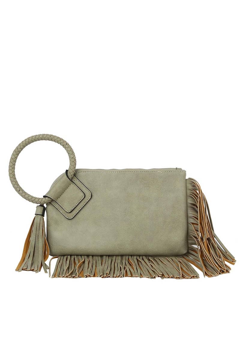 Fringe Cuff Clutch Tassel Wristlet Clutch Bag