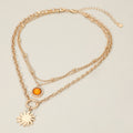 Golden Sun Layered Necklace  Brushed Gold Plated Multi-Strand Statement