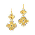 Gold Double Clover with Rhinestone 1" Drop Earring