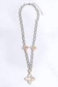 Clover Pave Clover Mop Gold Necklace