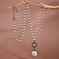 White Howlite Beaded Chain Necklace - 7266