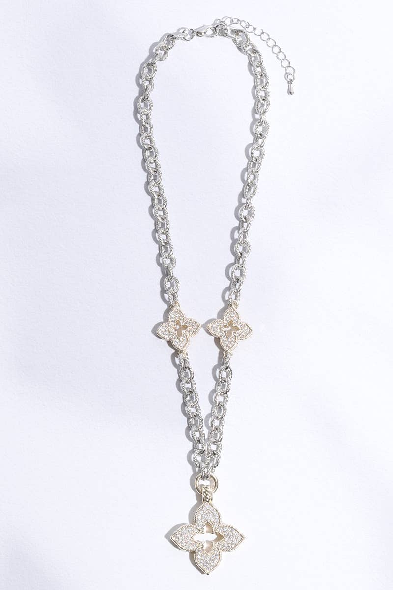 Clover Pave Clover Mop Gold Necklace