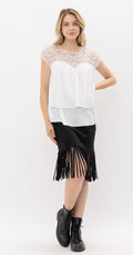 Layered Short Sleeve Sequins Top