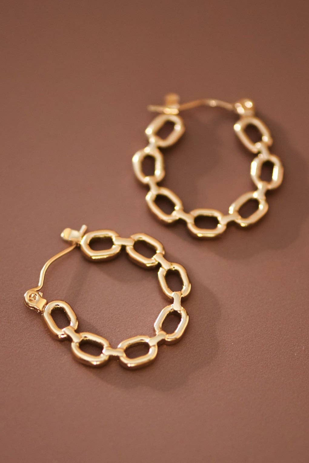 18K Gold Plated Waterproof Stainless Steel Hoop Earrings - 7659