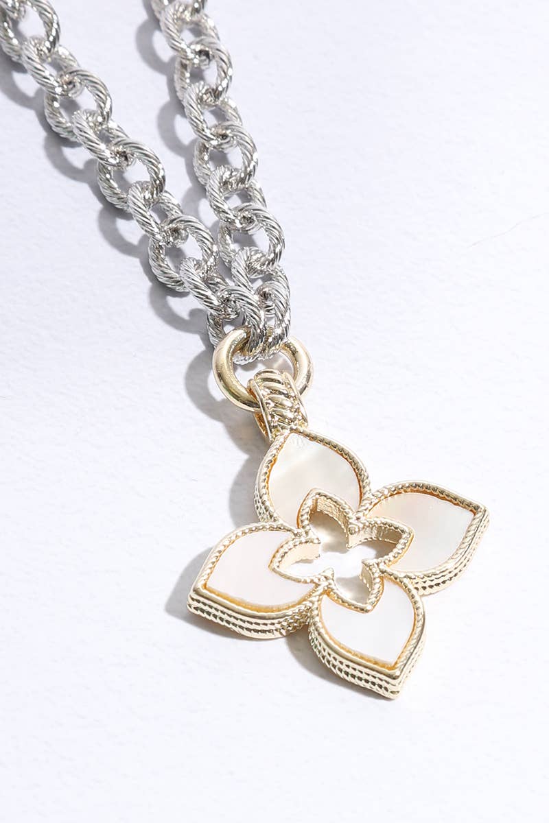 Clover Pave Clover Mop Gold Necklace