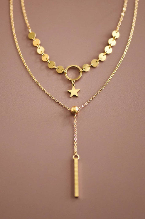 18K Gold Plated Waterproof Stainless Steel Chain Necklace - 7497