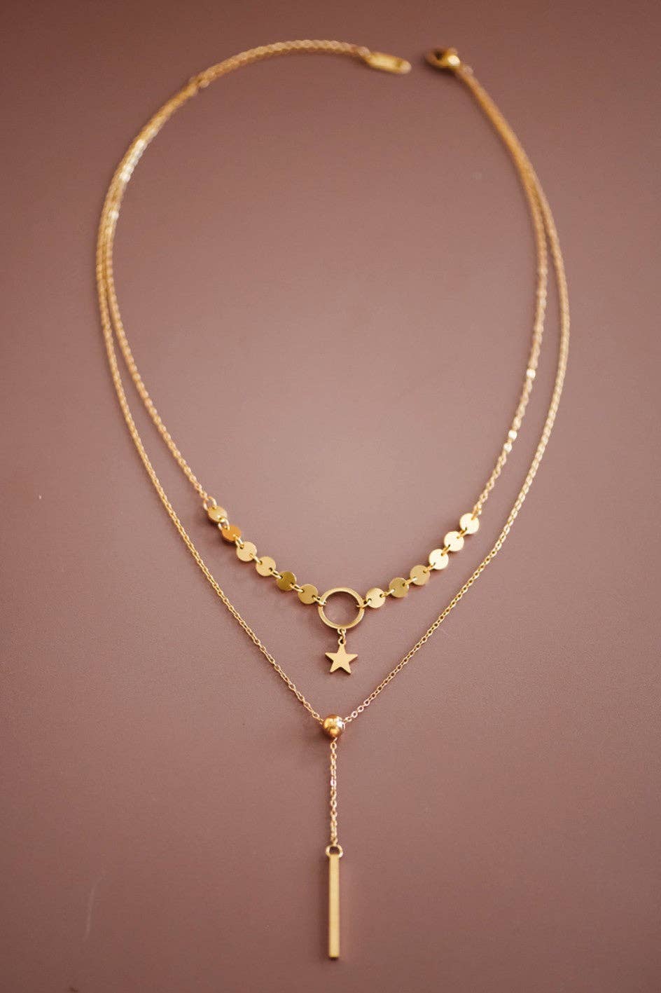 18K Gold Plated Waterproof Stainless Steel Chain Necklace - 7497