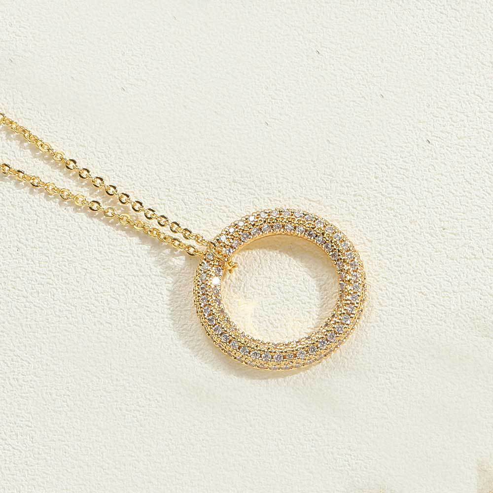 18″ Gold Pavé Open Circle Necklace