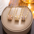 18″ Gold Necklace with Baguette Barrel Pendant