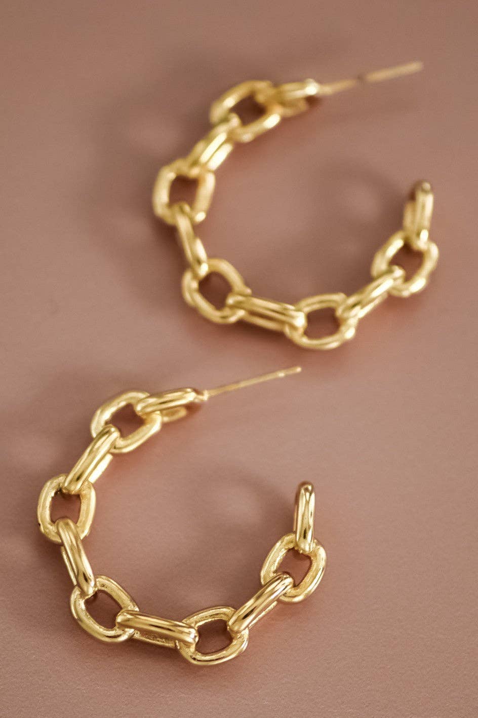 18K Gold Plated Waterproof Stainless Steel Hoop Earrings - 7374