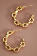 18K Gold Plated Waterproof Stainless Steel Hoop Earrings - 7374