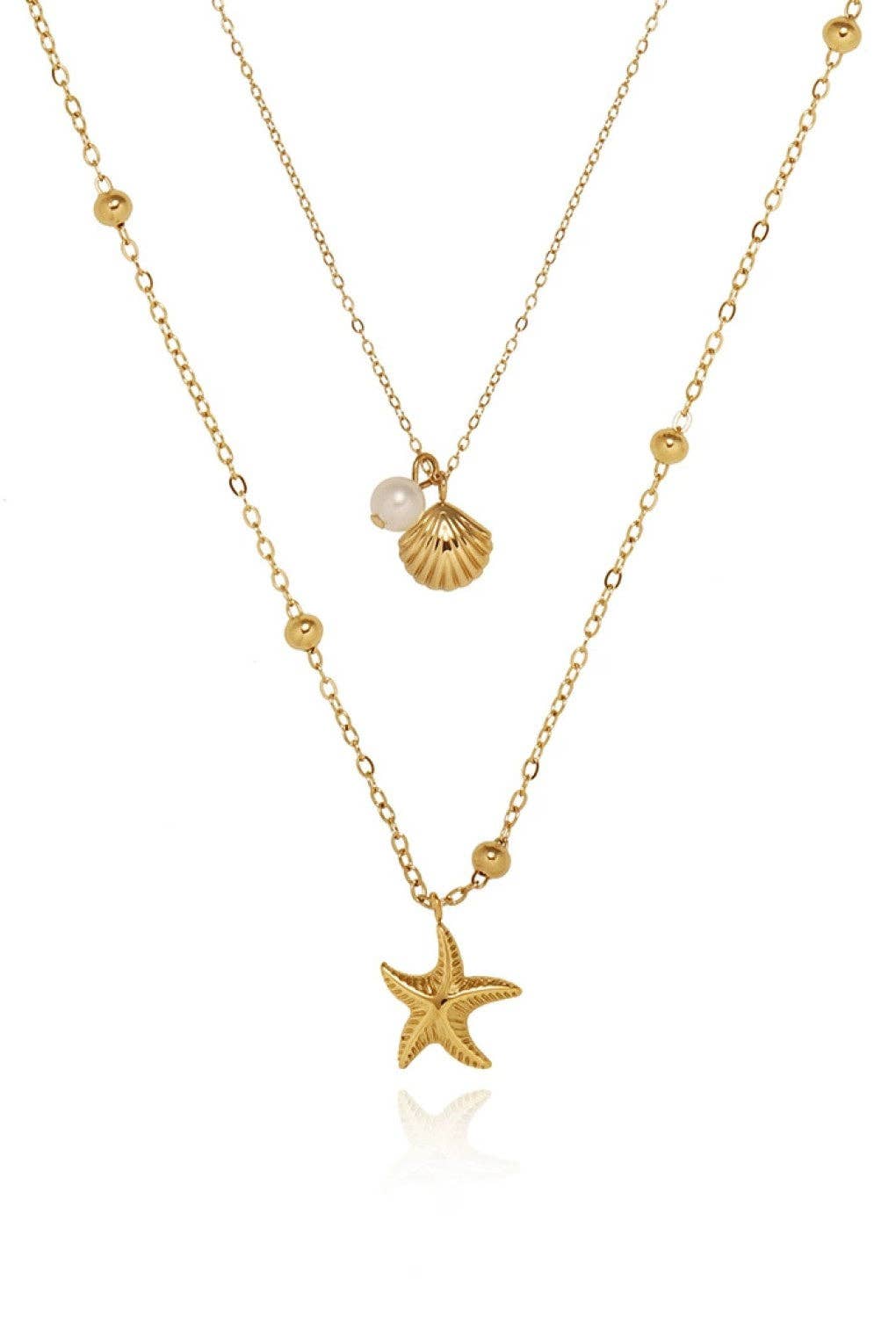 18K Gold Plated Waterproof Stainless Steel Chain Necklace - 7810
