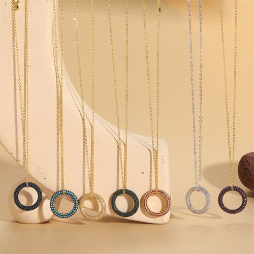 18″ Gold Pavé Open Circle Necklace
