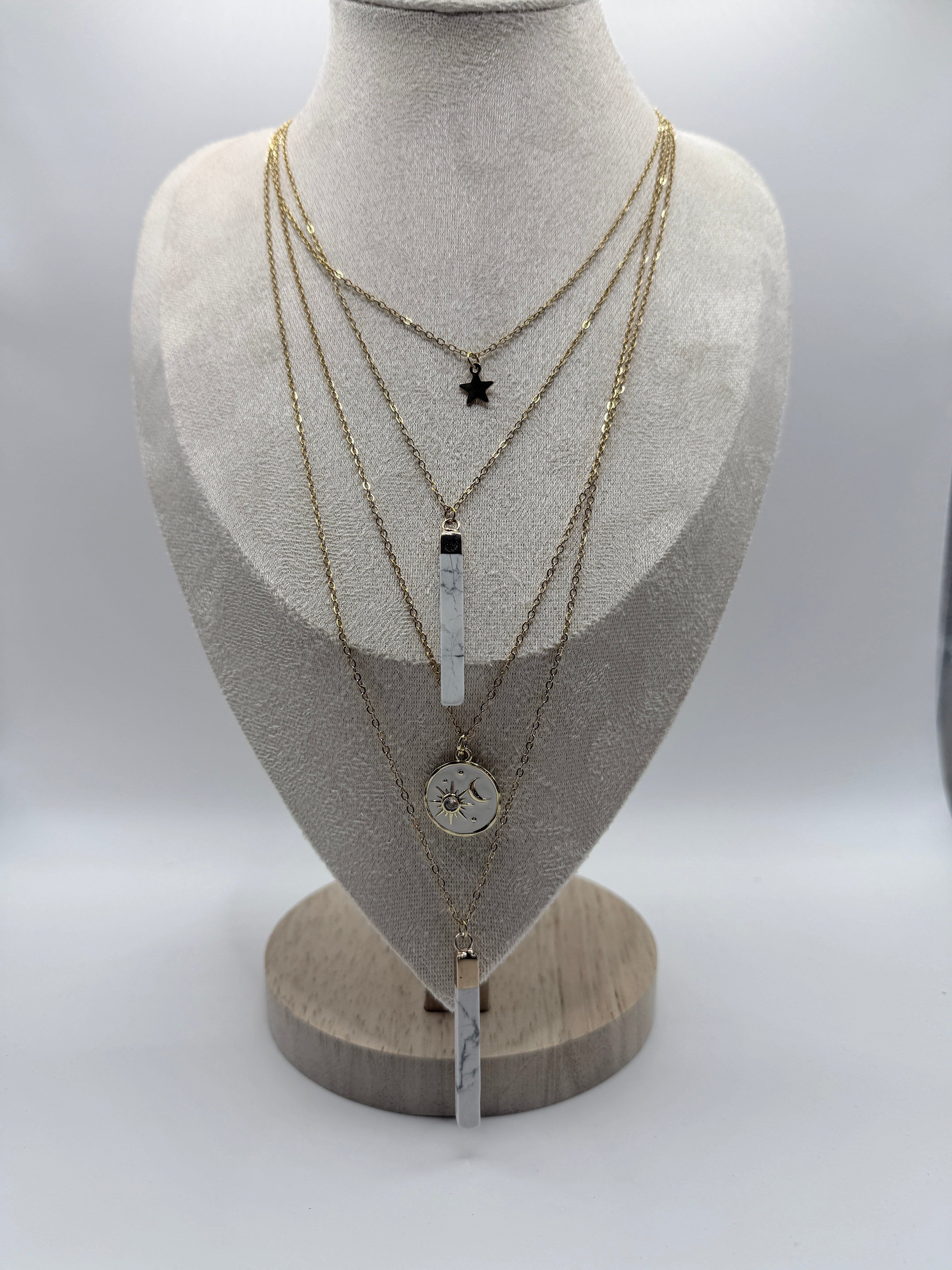 4-Layer Gold Plated Statement Necklace