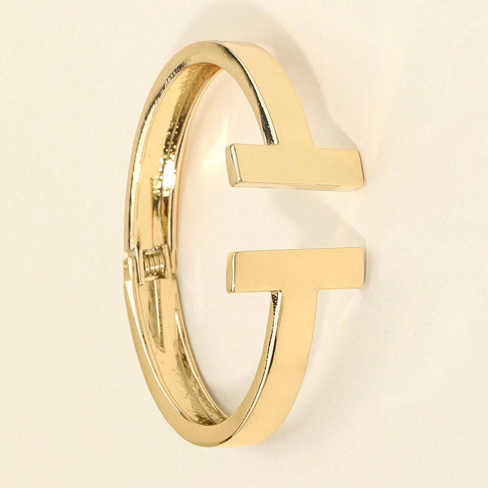 Gold-Plated T-Bar Hinge Cuff Bracelet