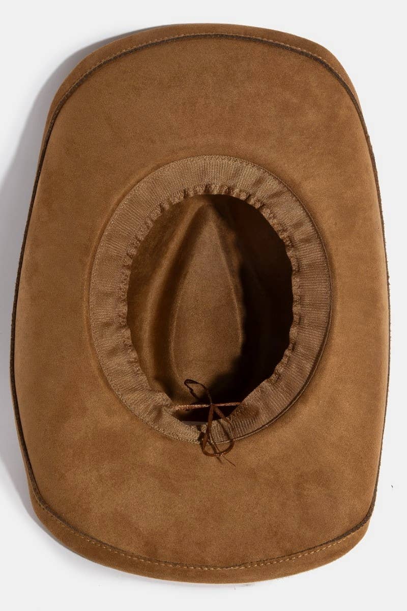 Braided Strap Faux Suede Western Cowboy Hat