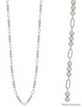 Water Resistant Silver Beaded 10MM Beaded and Open Oval 34" Necklace