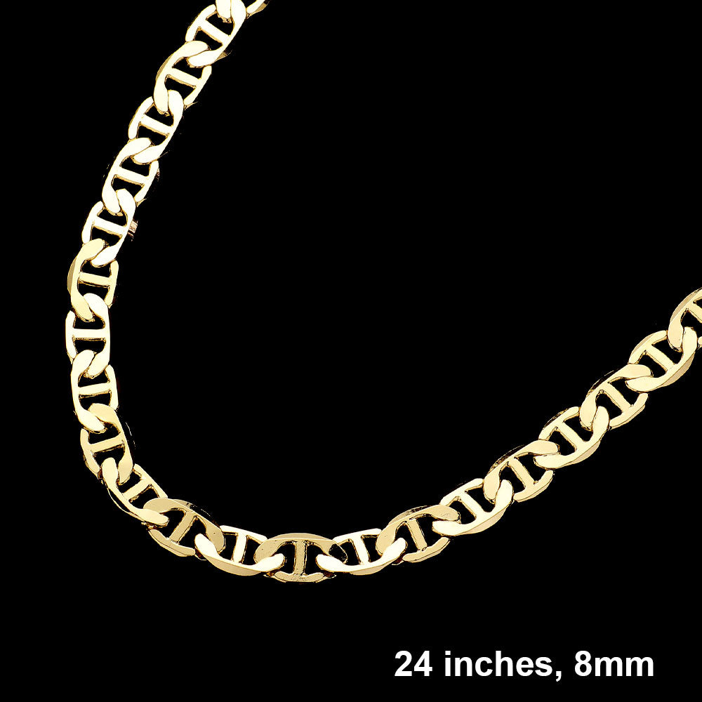 Gold-Plated Mariner Link Chain Necklace – 24” Bold Statement (8mm)