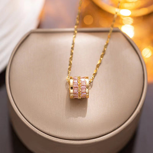18″ Gold Necklace with Baguette Barrel Pendant