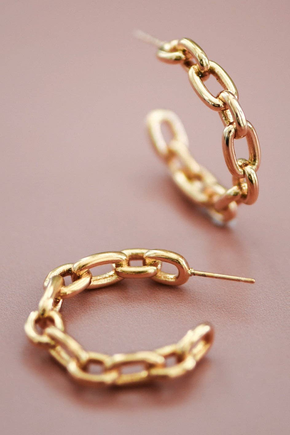 18K Gold Plated Waterproof Stainless Steel Hoop Earrings - 7374
