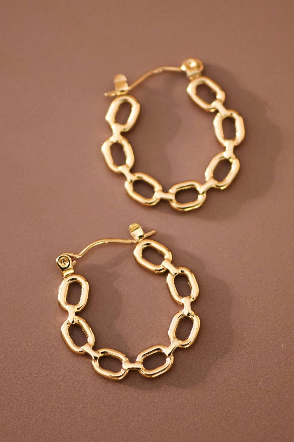 18K Gold Plated Waterproof Stainless Steel Hoop Earrings - 7659