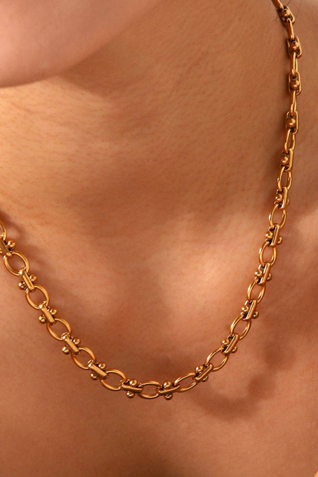 18K Gold Plated Waterproof Stainless Steel Chain Necklace - 7002