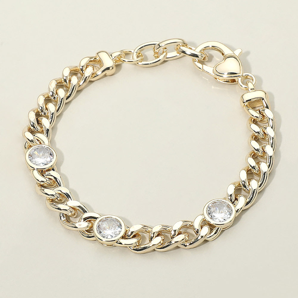 Gold Luxe Chain Bracelet with CZ Accents