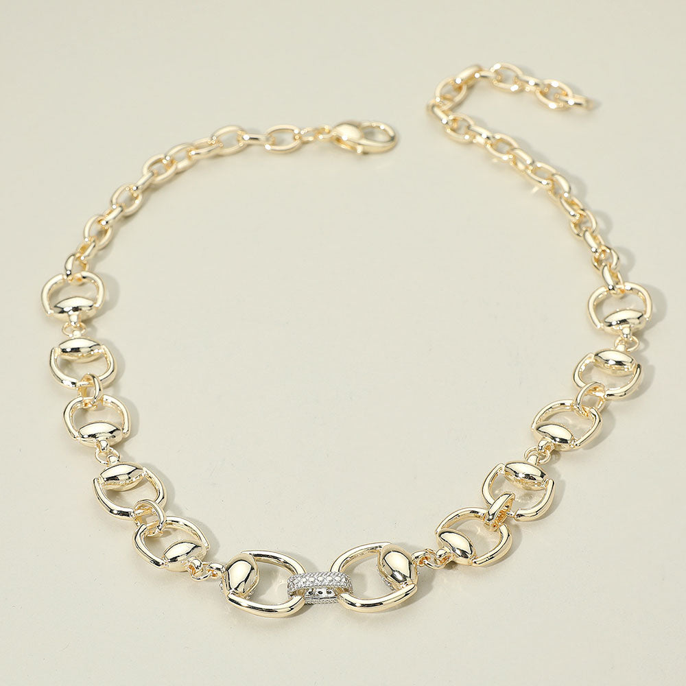 Bold Luxe Link Statement Necklace with Pavé Accent