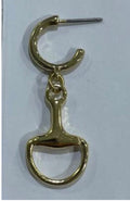 Gold Horse Bit Drop Earrings 1”