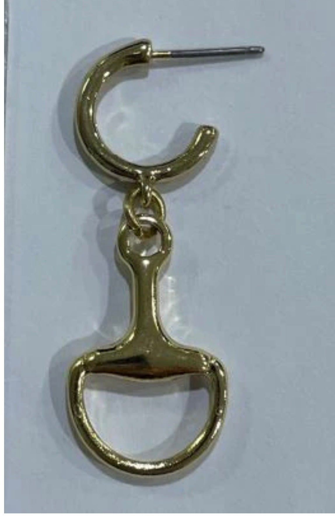 Gold Horse Bit Drop Earrings 1”