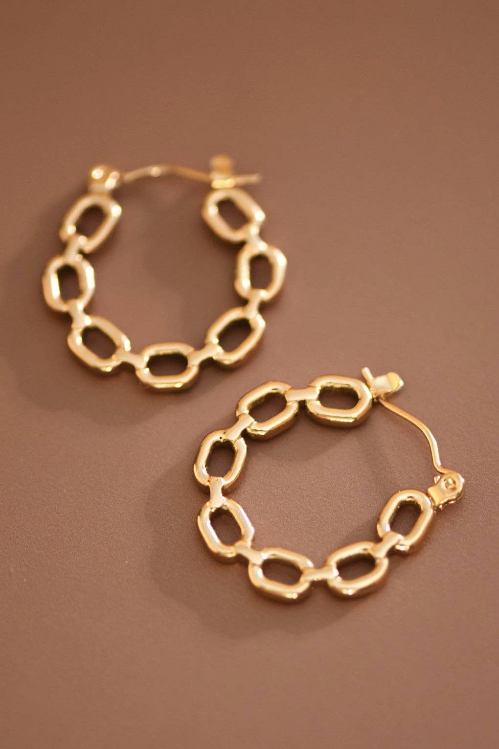 18K Gold Plated Waterproof Stainless Steel Hoop Earrings - 7659