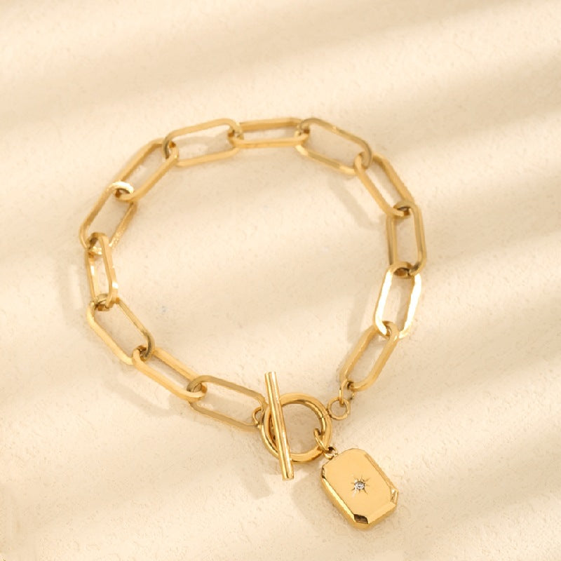 Gold Toggle Tag Bracelet