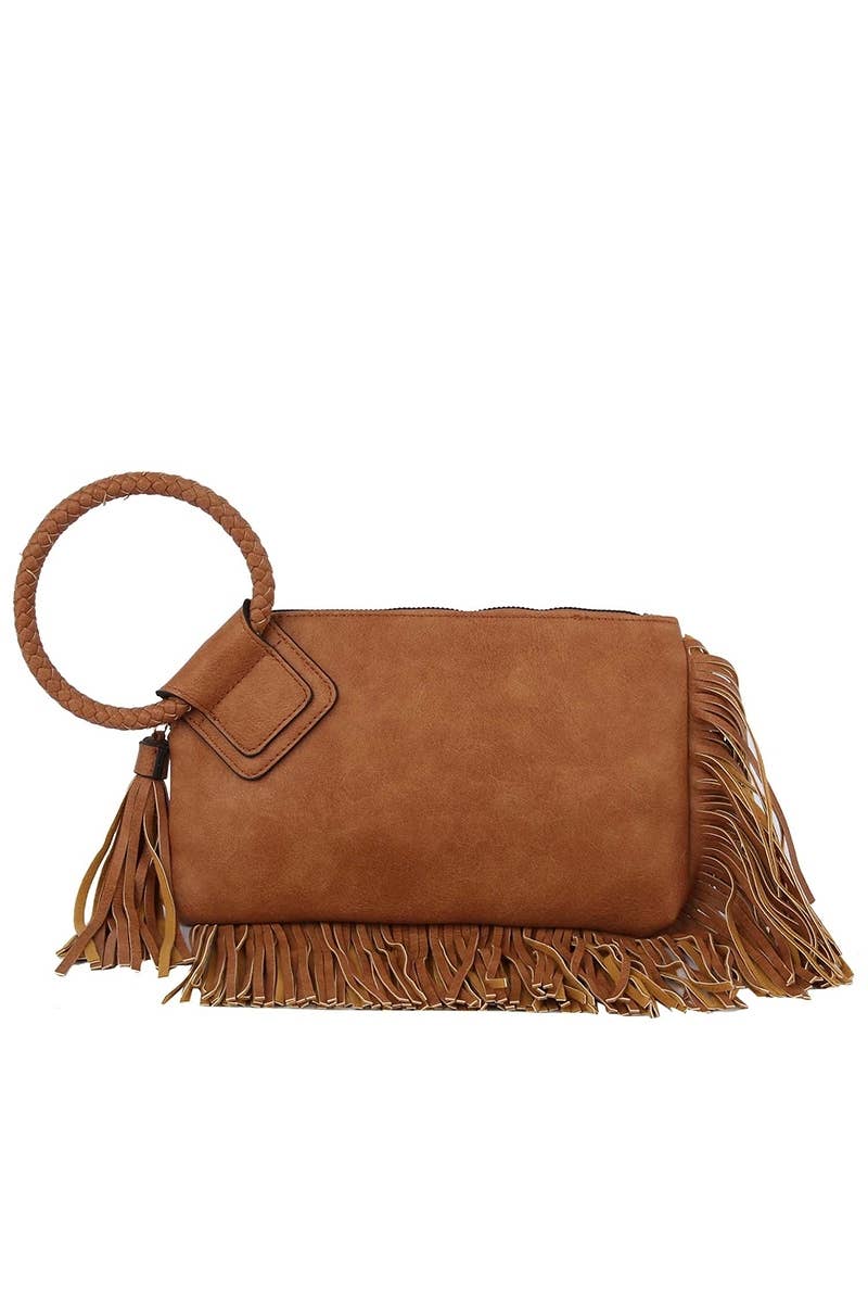 Fringe Cuff Clutch Tassel Wristlet Clutch Bag