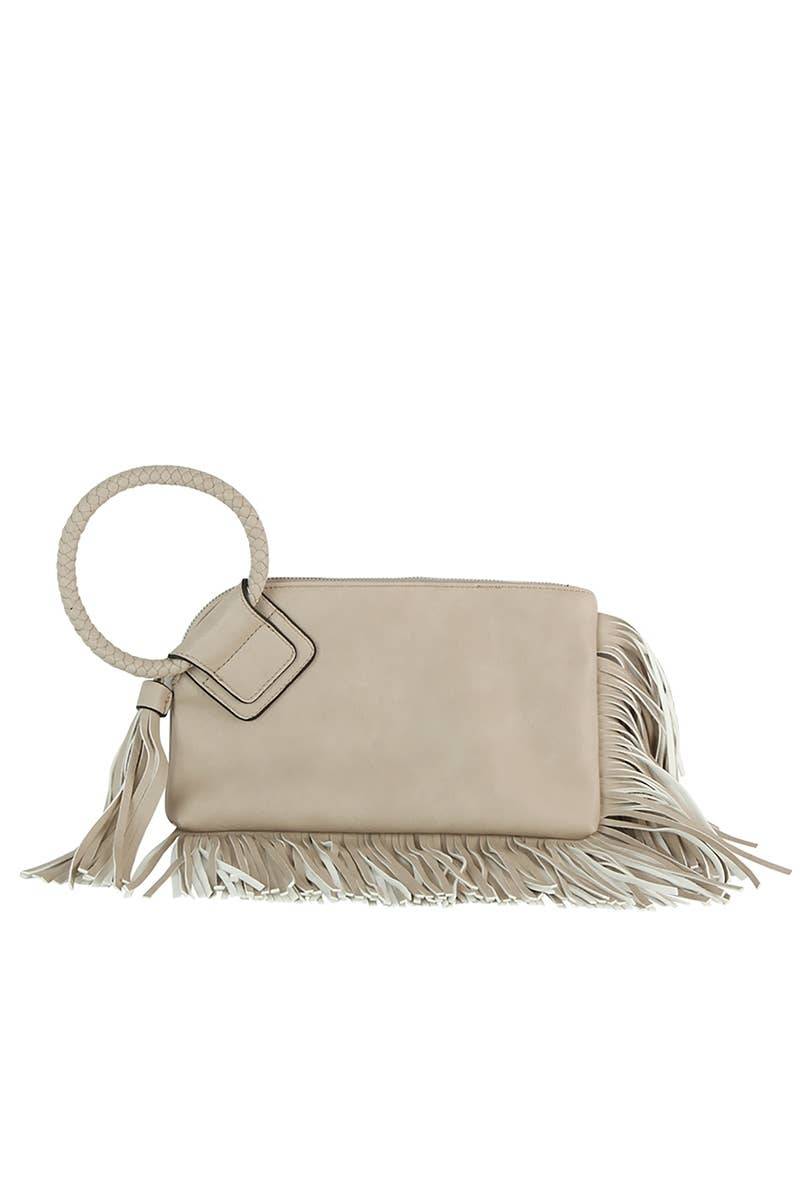 Fringe Cuff Clutch Tassel Wristlet Clutch Bag