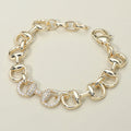 Gold Link Charm Bracelet with Pavé Sparkle Accent