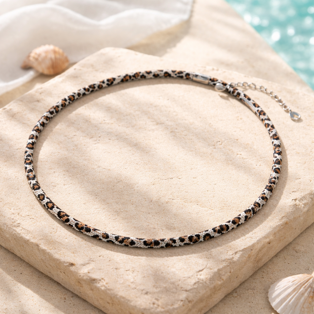 Leopard Print Chain Choker | Silver & Gold | Lightweight