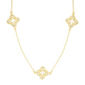 14k Gold Plated 36" Clover Station Necklace
