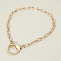 Gold-Plated Charm Holder Chain Necklace, Statement Link Style