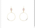 Pink Crystal with open circle 2” drop earrings