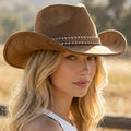 Braided Strap Faux Suede Western Cowboy Hat