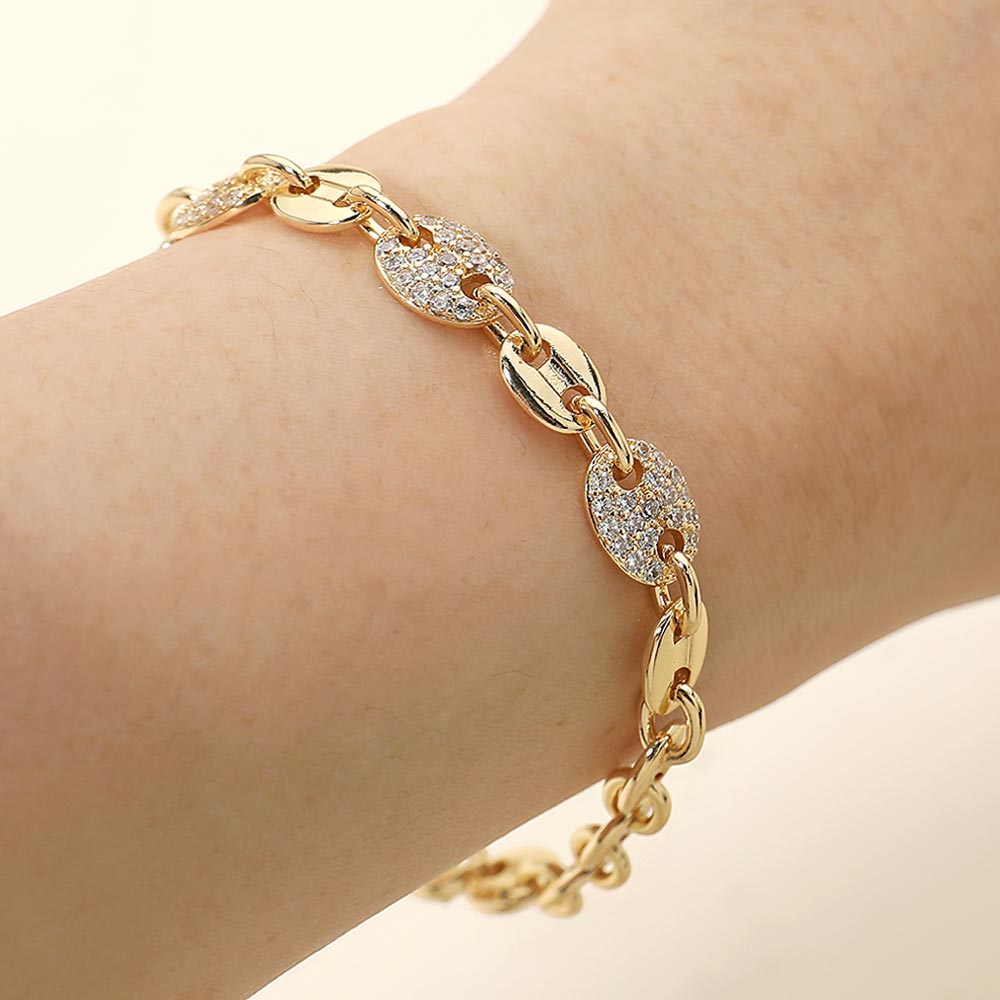 Gold-Plated Pavé Link Bracelet – Luxe Sparkle