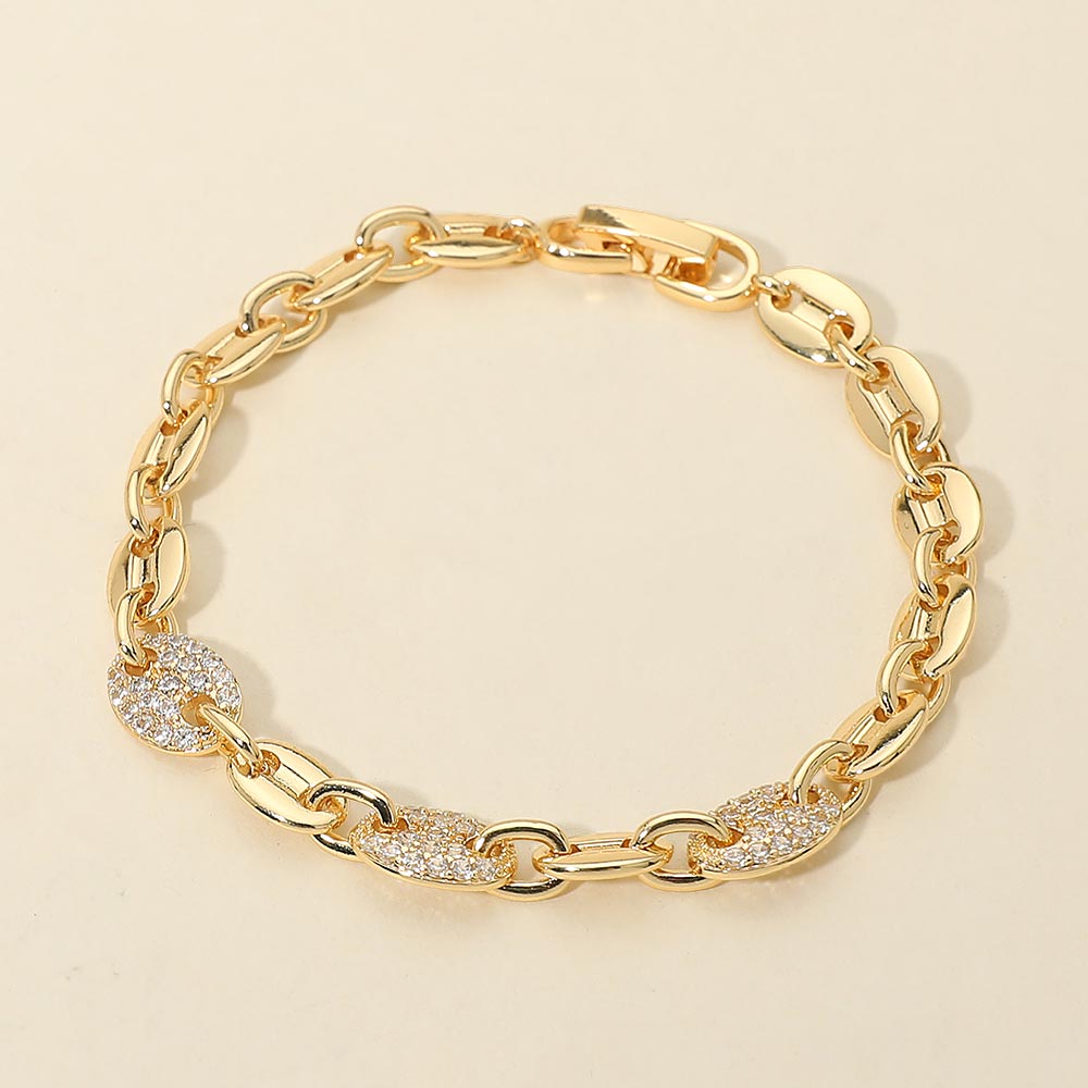 Gold-Plated Pavé Link Bracelet – Luxe Sparkle