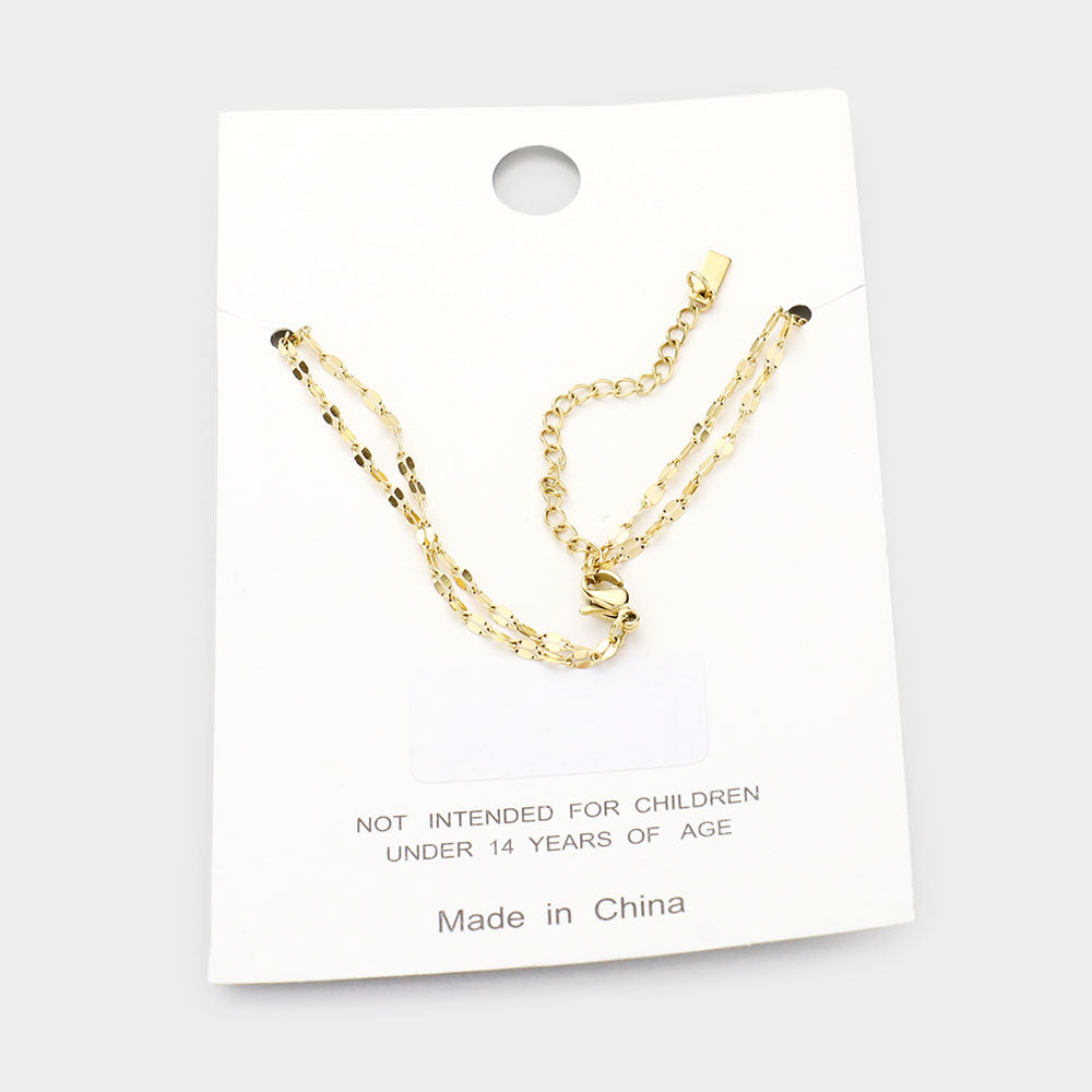 Stainless Steel Double Layered Chain Anklet