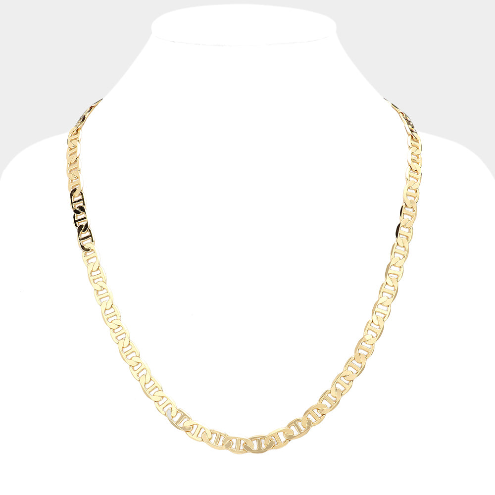 Gold-Plated Mariner Link Chain Necklace – 24” Bold Statement (8mm)
