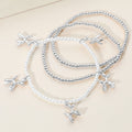3PCS - Gold Dipped Balloon Dog Charm Metal Ball Pearl Beaded Stretch Multi Layered Bracelets