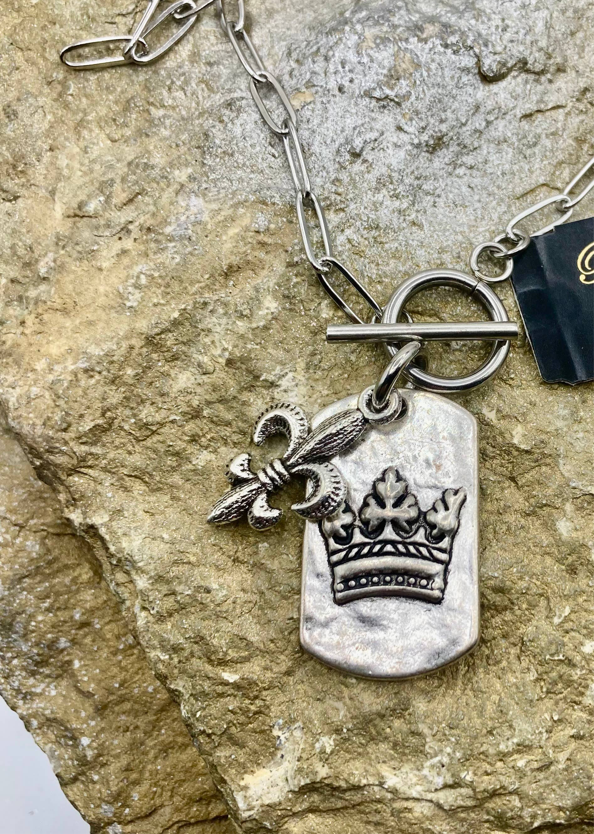 Silver Toggle Charm Necklace