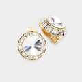 Genuine Crystal Round Clip on Earrings